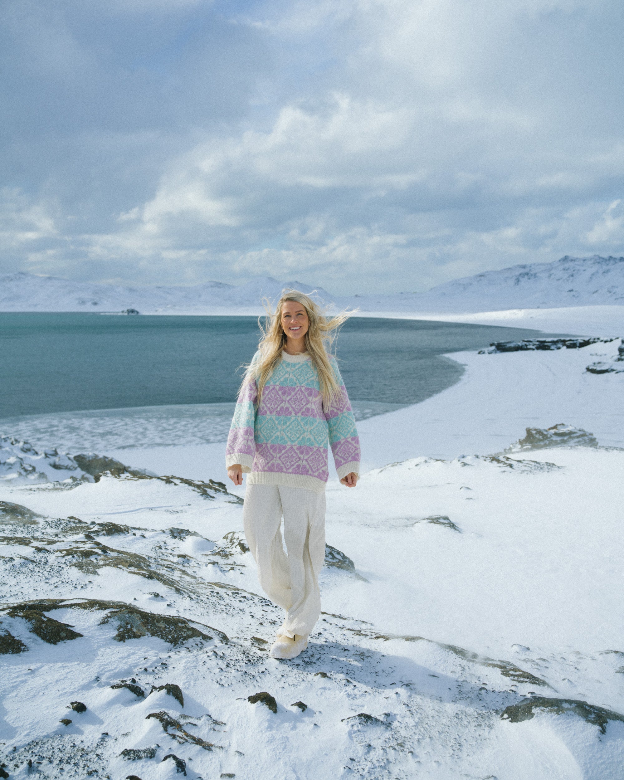 Saga Sweater Teal & Purple