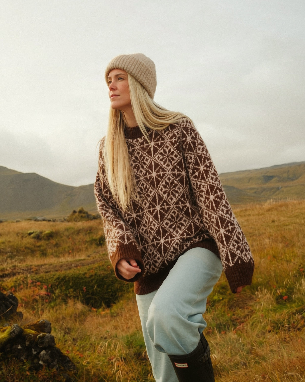 Haf Sweater Brown & Pink